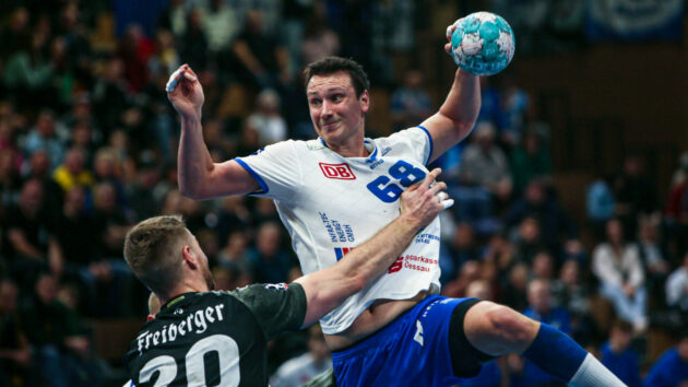 vorbericht-lübeck-0323 Max Emanuel im Spiel beim HC Elbflorenz Dresden Saison 2022/23