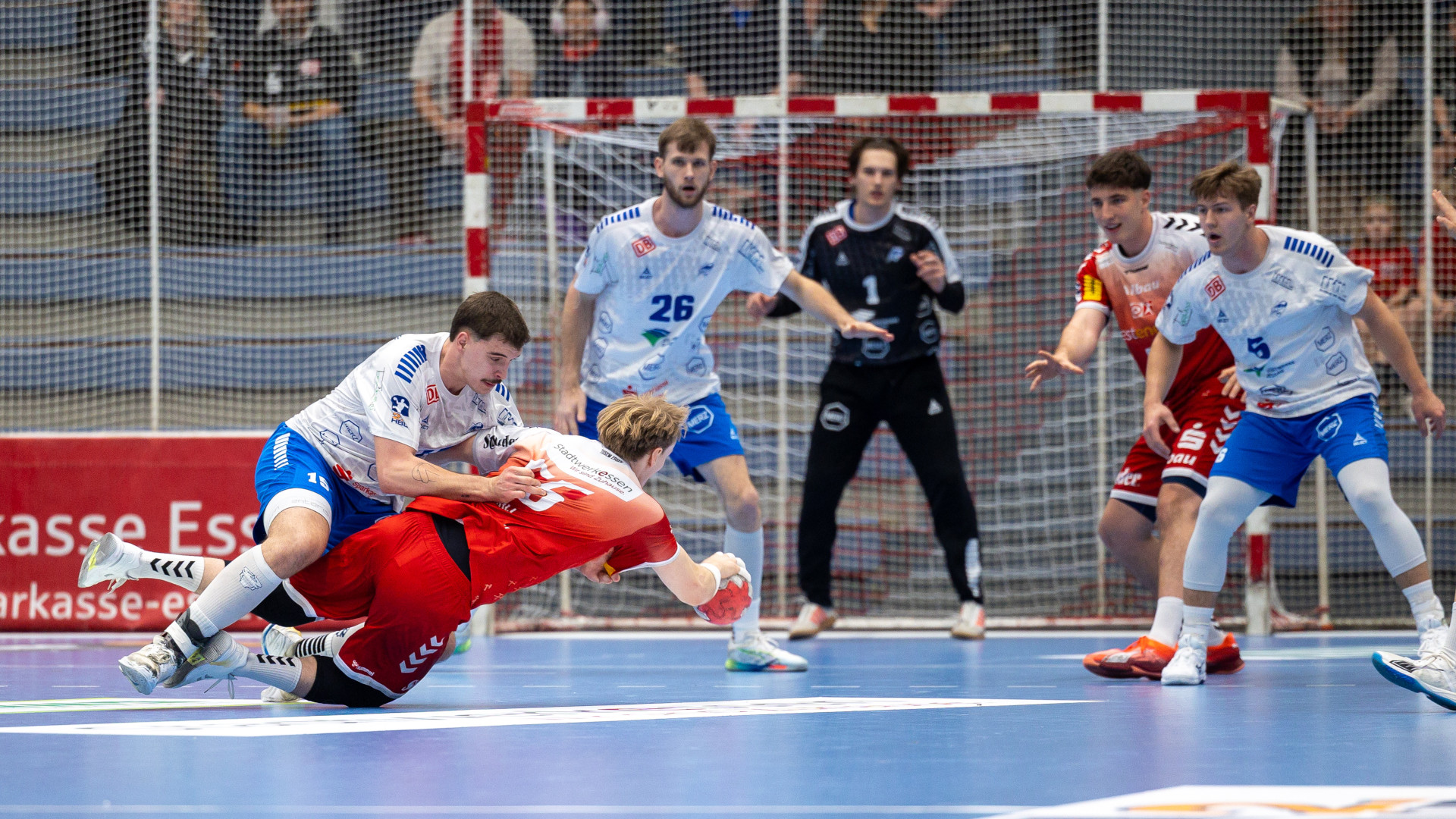 Abwehrarbeit beim Gastspiel in Essen Saison 2025/26