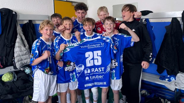 C-Jugend nach dem Sieg gegen Magdeburg Saison 2025/26