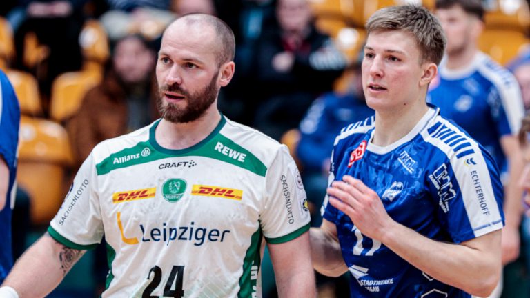 Luka Baumgart und Moritz Preuss (Leipzig) im Testspiel im Januar 2026