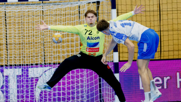 Alen Hadzimuhamedovic beim Siebenmeter im Spiel gegen den TV Großwallstadt Saison 2026/27